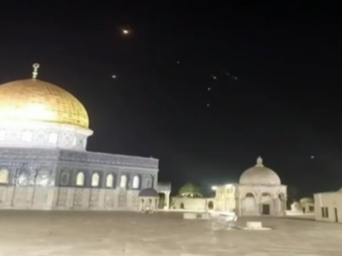 יירוטי טילים אירניים, הלילה מעל לירושלים [צילום: שימוש לפי סעיף 27א]